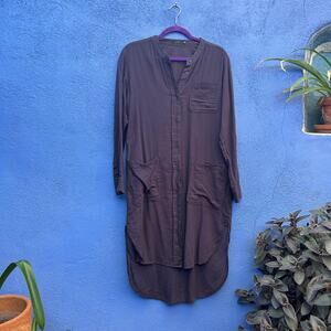 aritzia talula navy cotton blend shirt dress